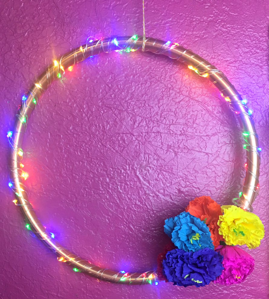 Lighted Copper Wreath