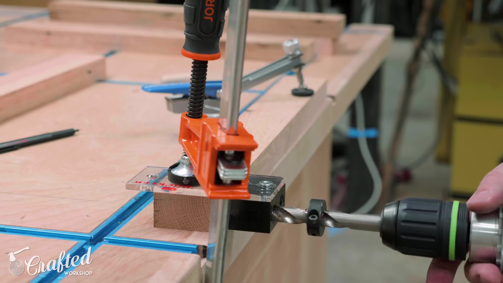 Drill with dowel-drilling jig