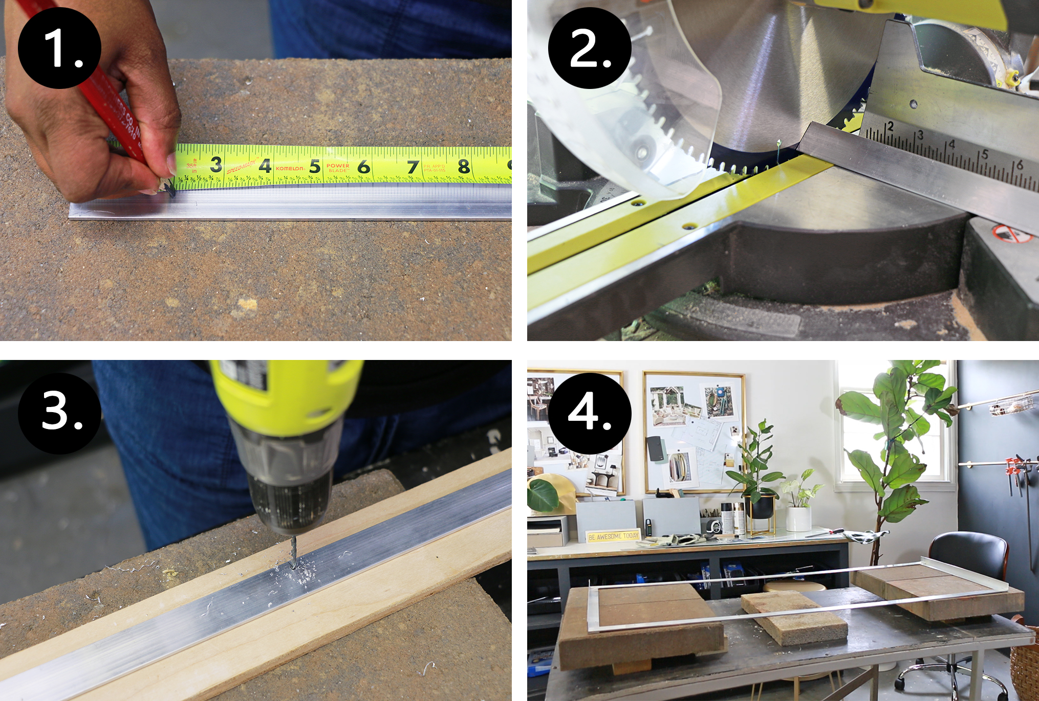 Measuring, cutting, drilling and laying out parts