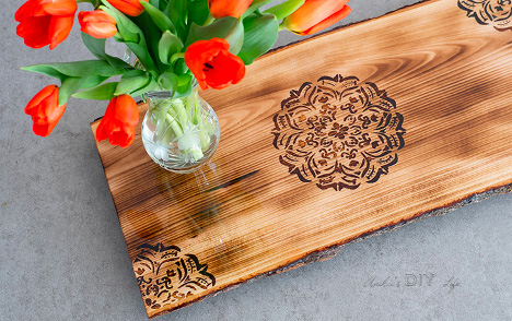 Wood Burning Mandala Tray