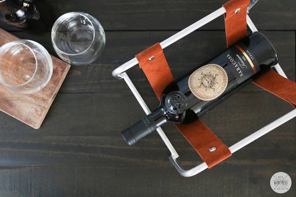 Metal & Leather Wine Rack