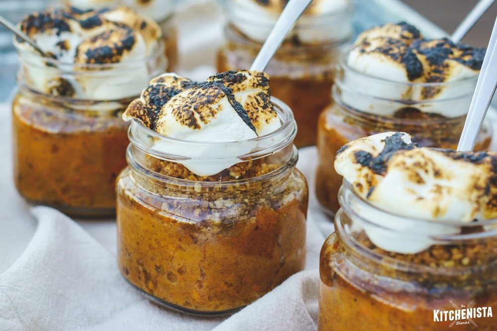 Sweet Potato Crumbles With Torched Marshmallows