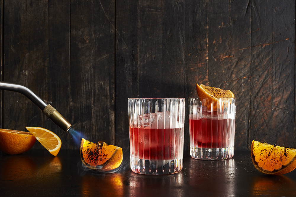 Classic Negroni With Charred Orange Garnish