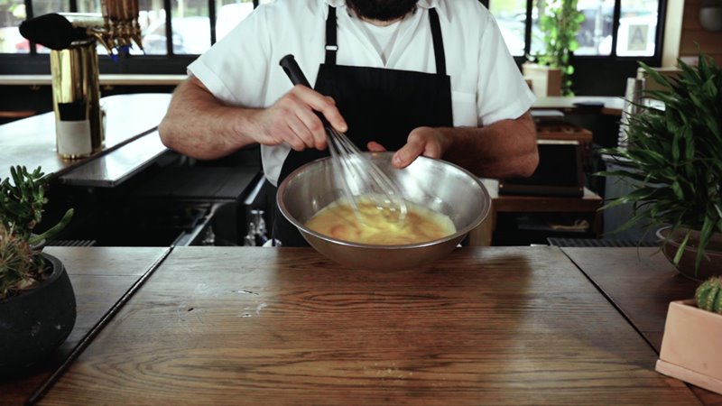 Key lime pie whisk eggs and lime zest