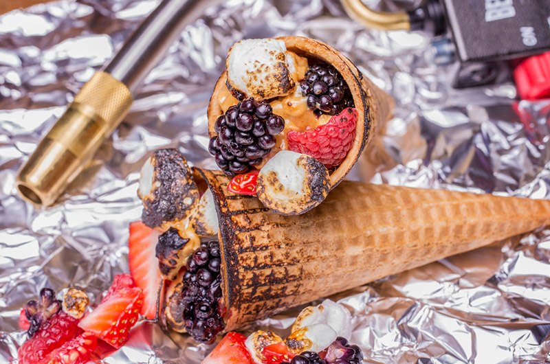 PB & J torched campfire cone