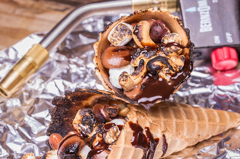 Rocky road torched campfire cone